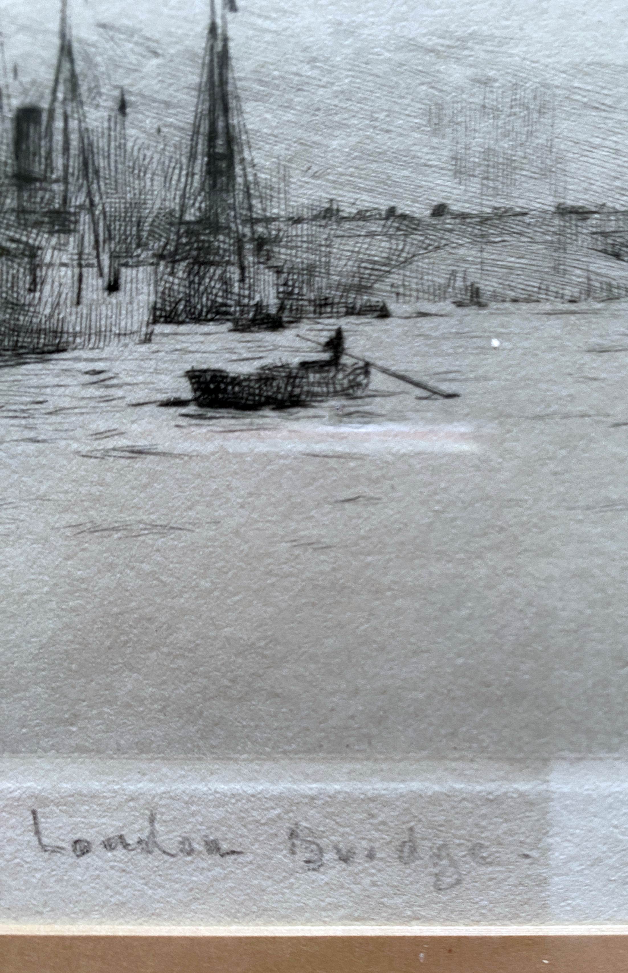 Painting original engraving Rowland Langmaid (1897/1956) "London Bridge"