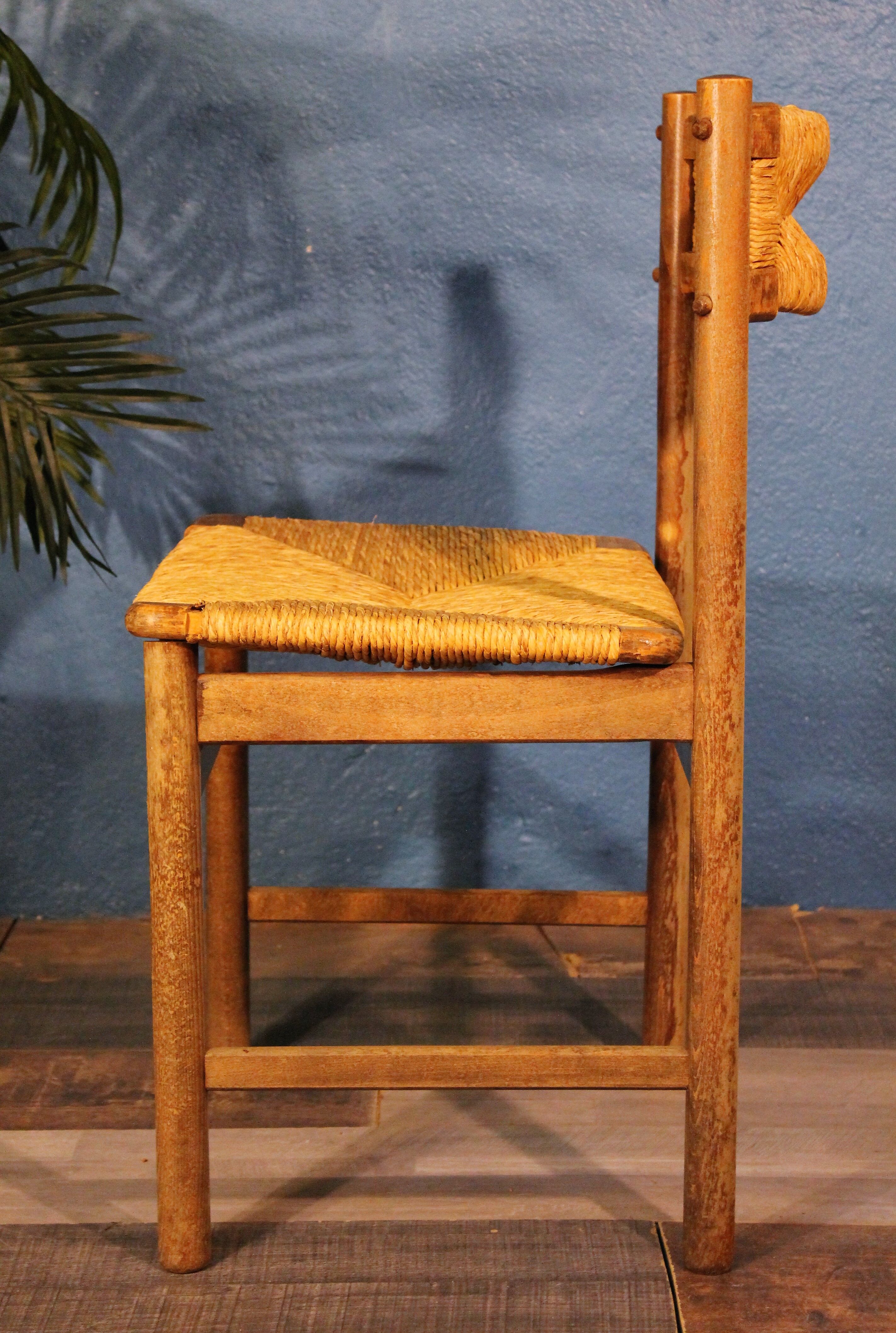 Wooden & straw chair 1960