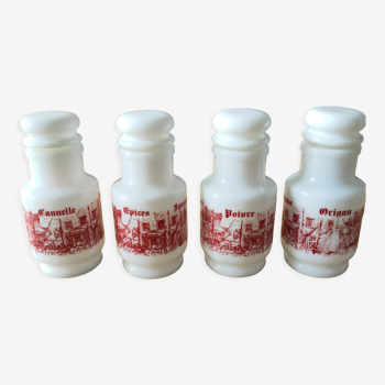 Opaline spice jar x4