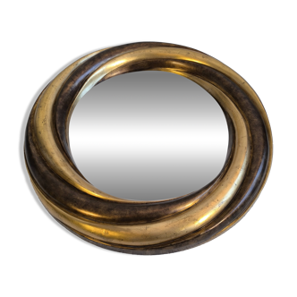 Victorian English Round Grand Mirror – Gilded Wood & Bevelled Glass