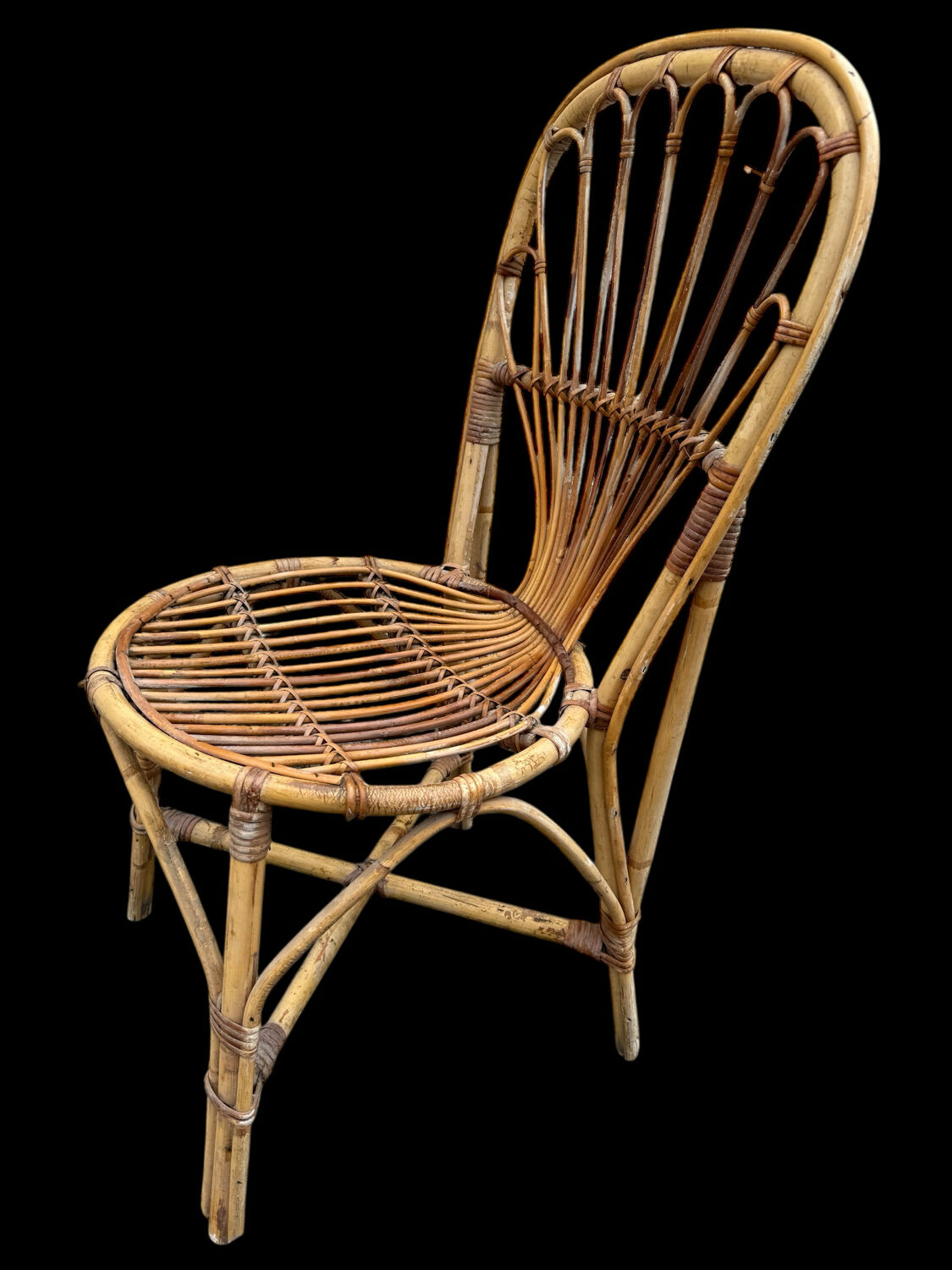 Rattan set of Provençal armchair and chair from the 60s