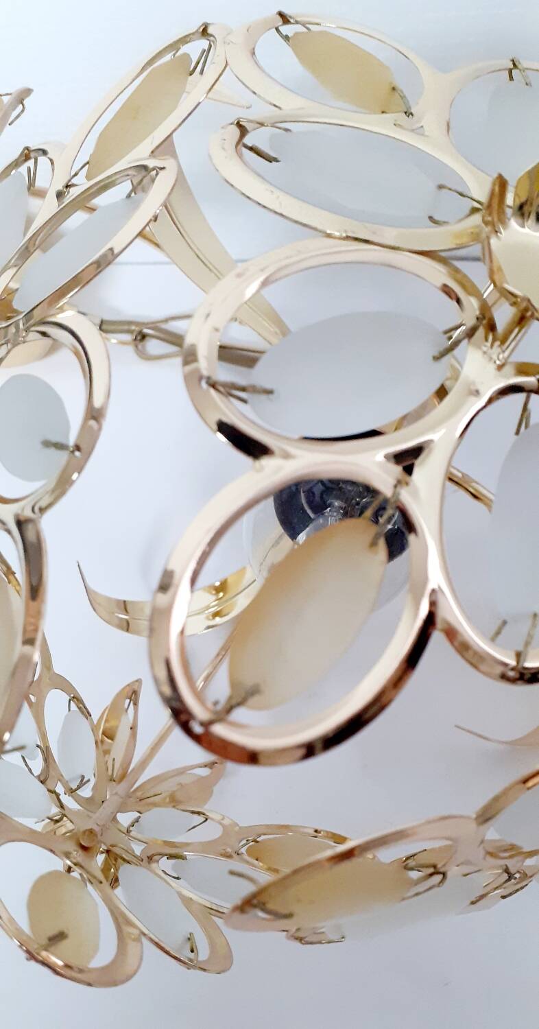 Gold metal pendant light and 90's glass pendants