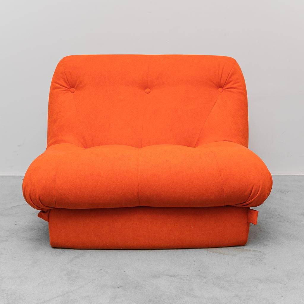 Pair of vintage orange armchairs, 1970s design, modernist