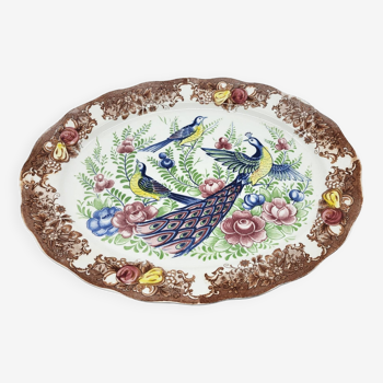 Grand plat ovale en porcelaine d'Imari décor chinois 1970 Vintage
