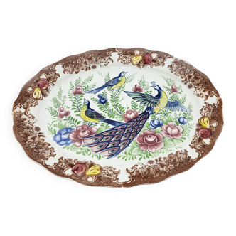 Grand plat ovale en porcelaine d'Imari décor chinois 1970 Vintage