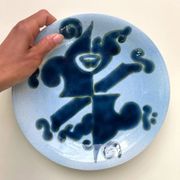 Yvonne Gisclard-Cau blue ceramic cut from French modernist design of the 1960s.