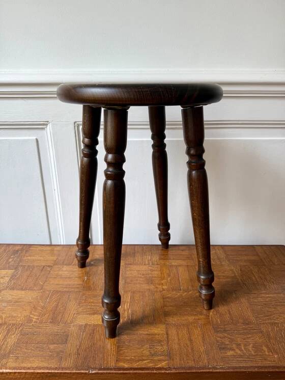 4-legged turned wooden stool