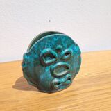 Vase en céramique terre cuite émaillée turquoise