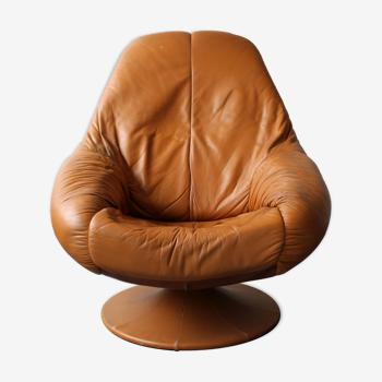 Space age armchair swivel leather, 70's