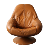Space age armchair swivel leather, 70's