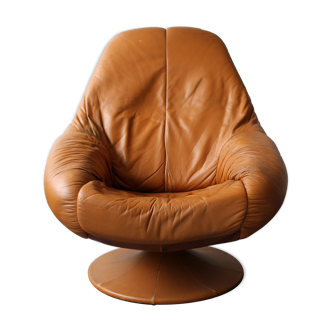 Space age armchair swivel leather, 70's