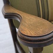 1970s, pair of Danish armchairs, original green furniture wool, oak wood.
