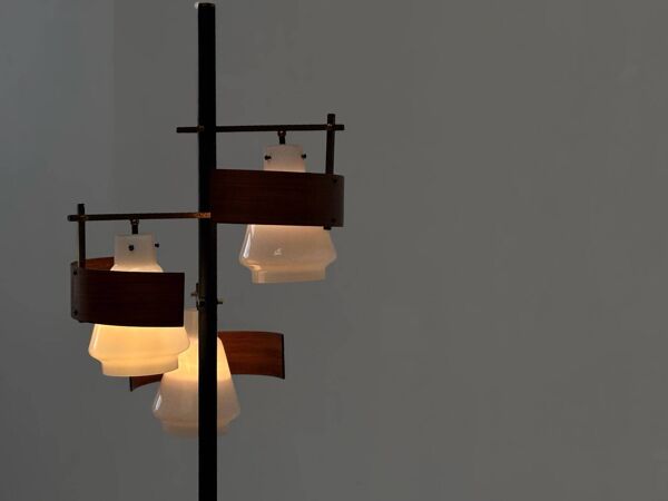 Lampadaire italien avec base en marbre vert