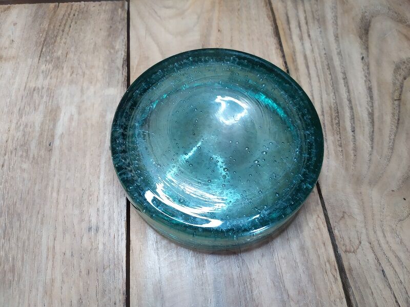 Vide poche verre bleuté bullé ancien vintage