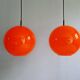Vintage orange opaline glass pendant light (4 available), 1970s