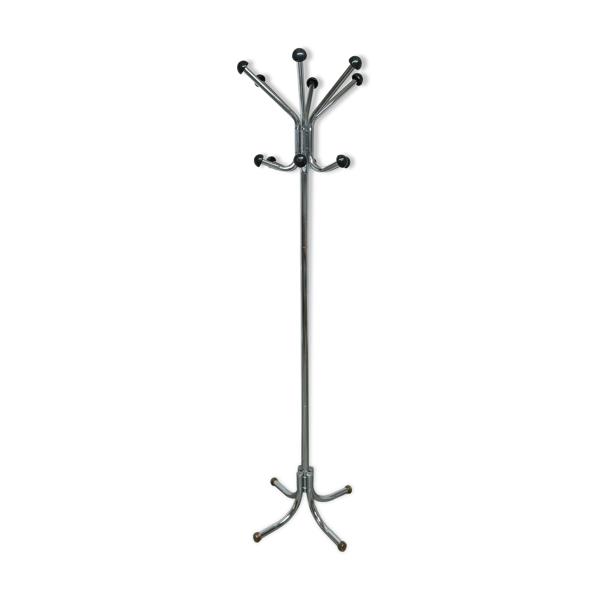 Portemanteaux 12 patères chrome et plastique noir 1960 2m