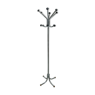 Coat rack with 12 chrome and black plastic hooks, 1960, 2m.