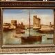 painting fixed under glass port of La Rochelle 19th century