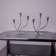 Pair of art deco candlesticks in stainless steel 3 flames, Spain, 1970