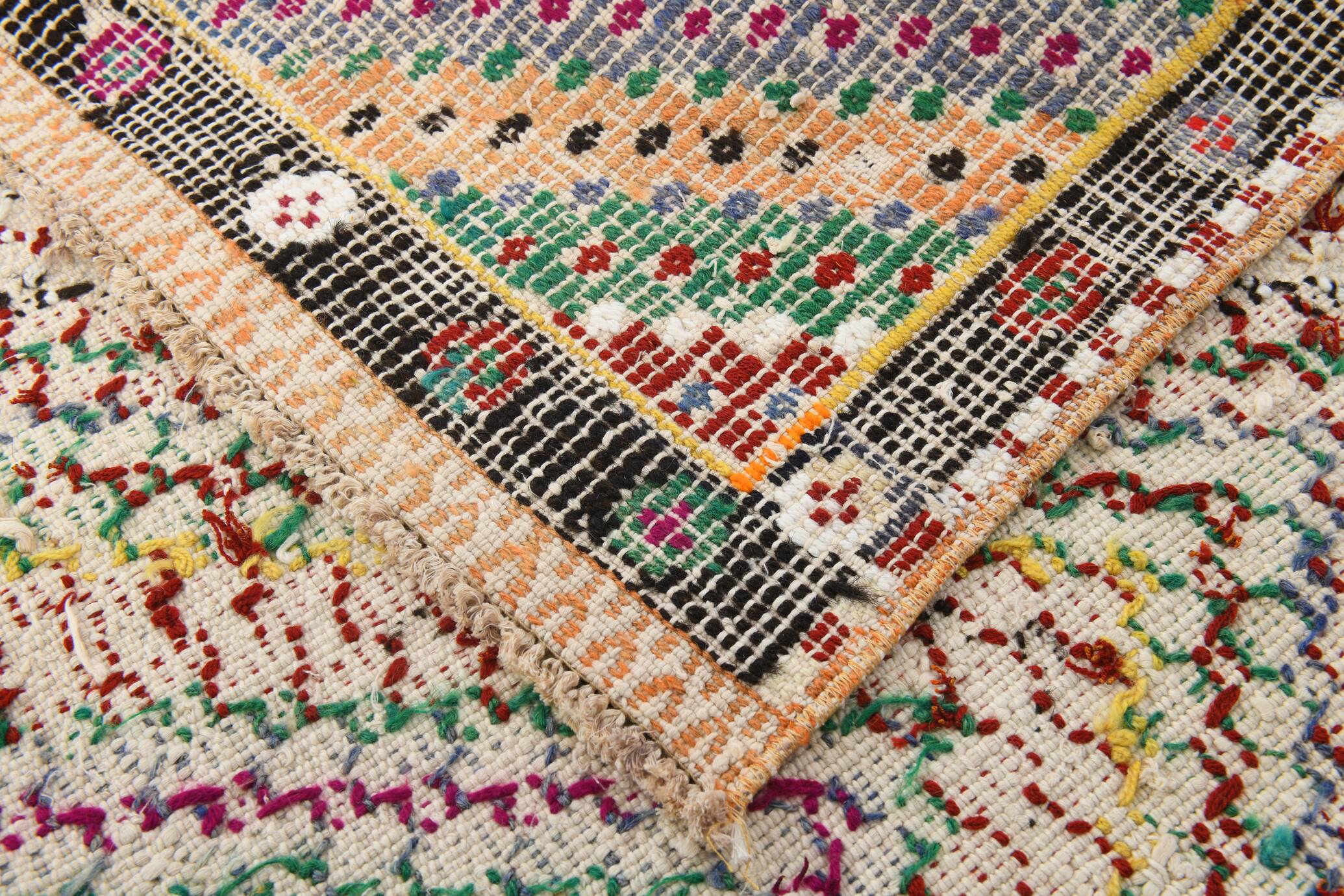 4x8 Blue & Green Oriental Kilim Rug, 133x253Cm