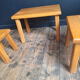 3 nesting tables in vintage elm, brutalist design.