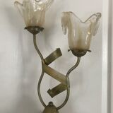 Lamp salerno 2 rods metal finish tulips in blown glass 52,5 cm