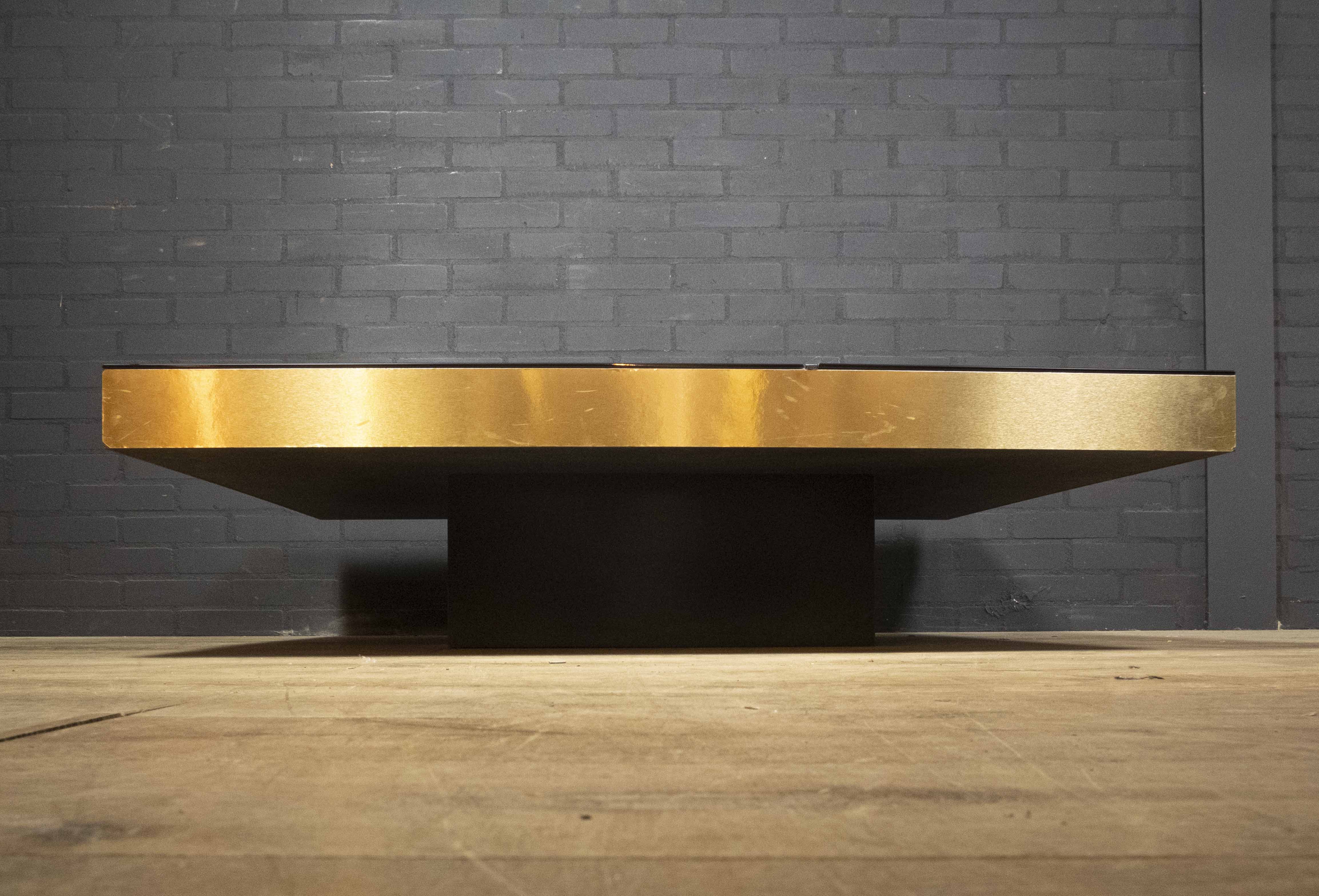 Mirror coffee table "Shilling" by Giovanni Ausenda & Guido Baldi Grossi, Italy 1970