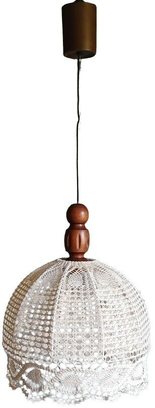 Suspension lampshade with hook and solid wood, Germany circa 1970.