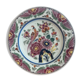 Delfts Polychrome plate with bird of paradise