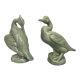 Art Deco Pair cormorants cracked ceramic signed circa 1940
