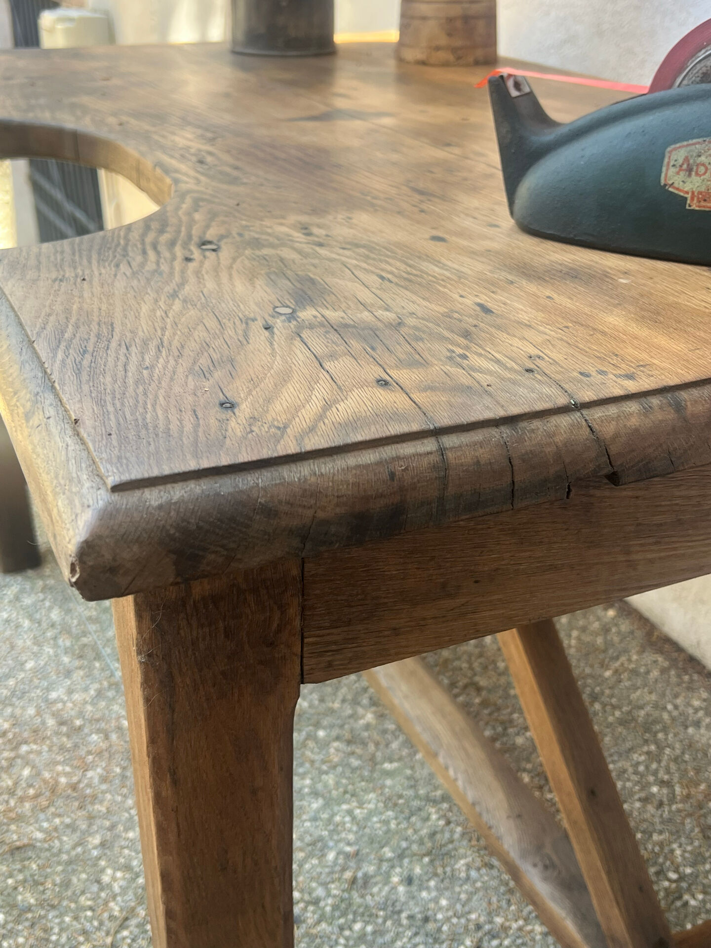 Old workshop desk made of solid wood