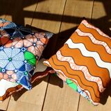 4 coussins 40x40cm covers made in 2 different wax assorted