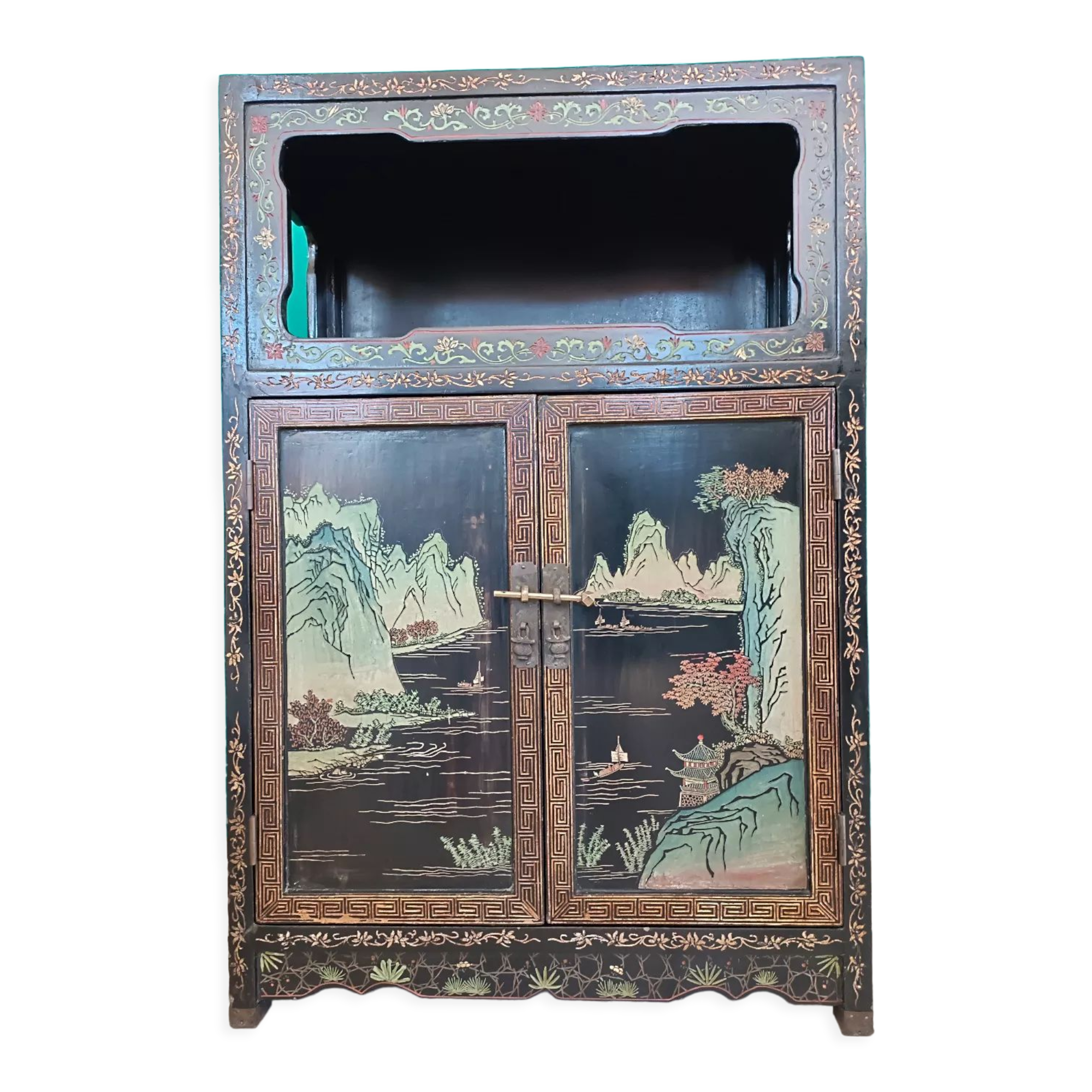 Black lacquered Chinese sideboard