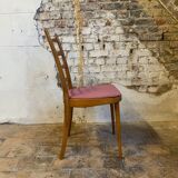Set of 4 vintage Scandinavian style chairs with old pink velvet seat