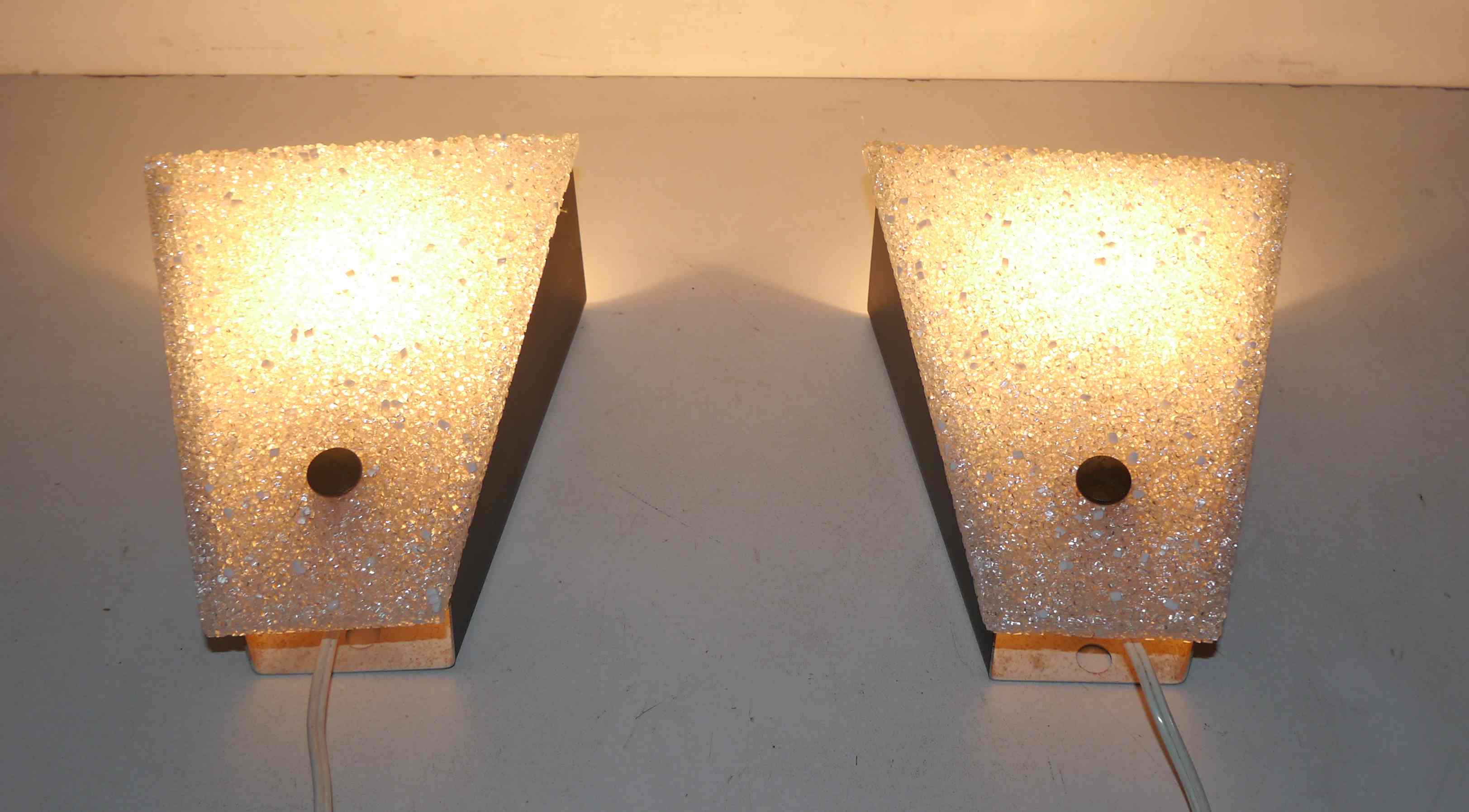 Pair of vintage perspex wall lamps