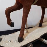 Rocking horse made of wood, fabric and natural horsehair, 1940-1950