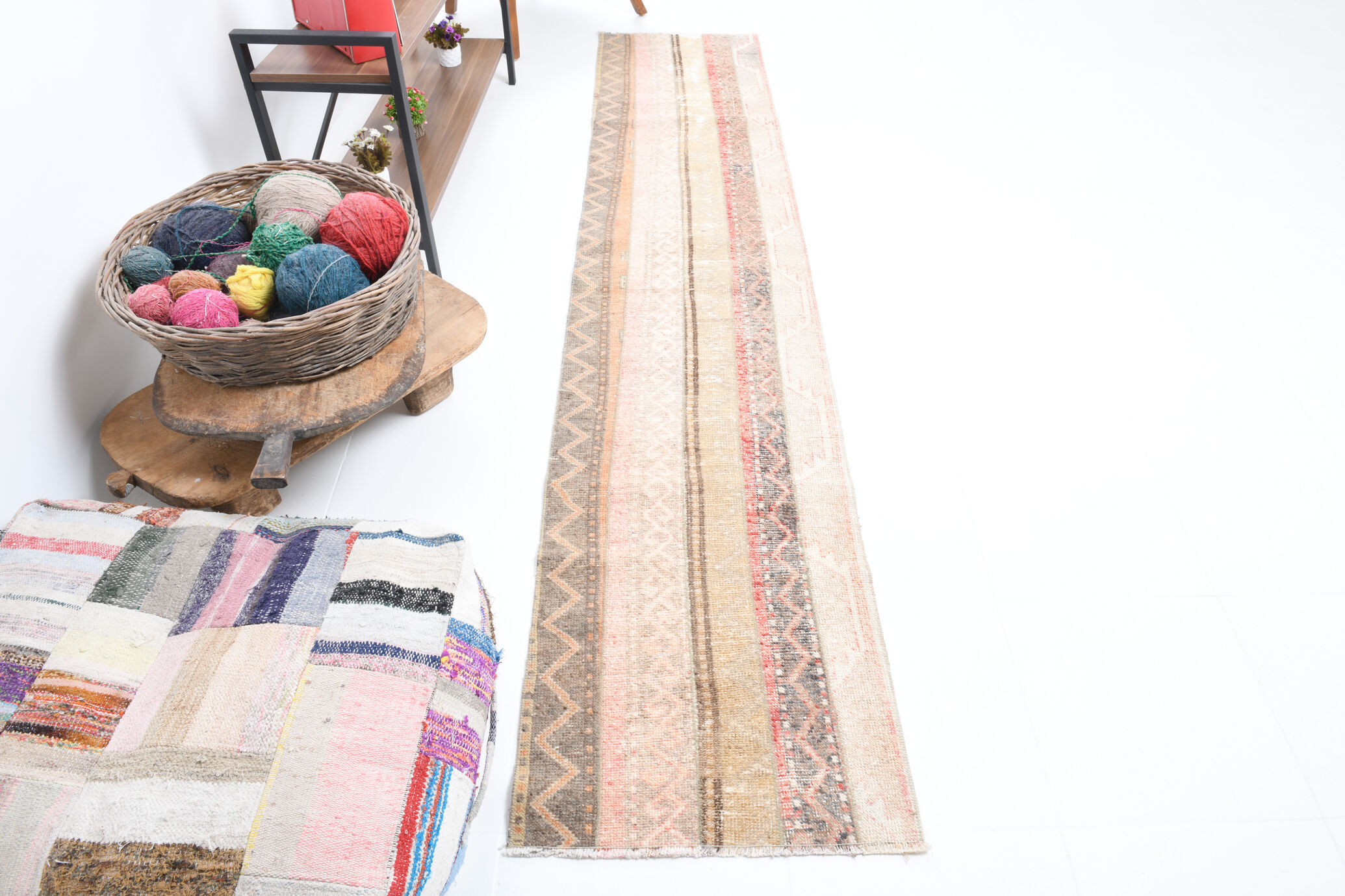 Farmhouse vintage patchwork runner rug
