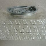 Vintage square ceiling light in 70s molded glass
