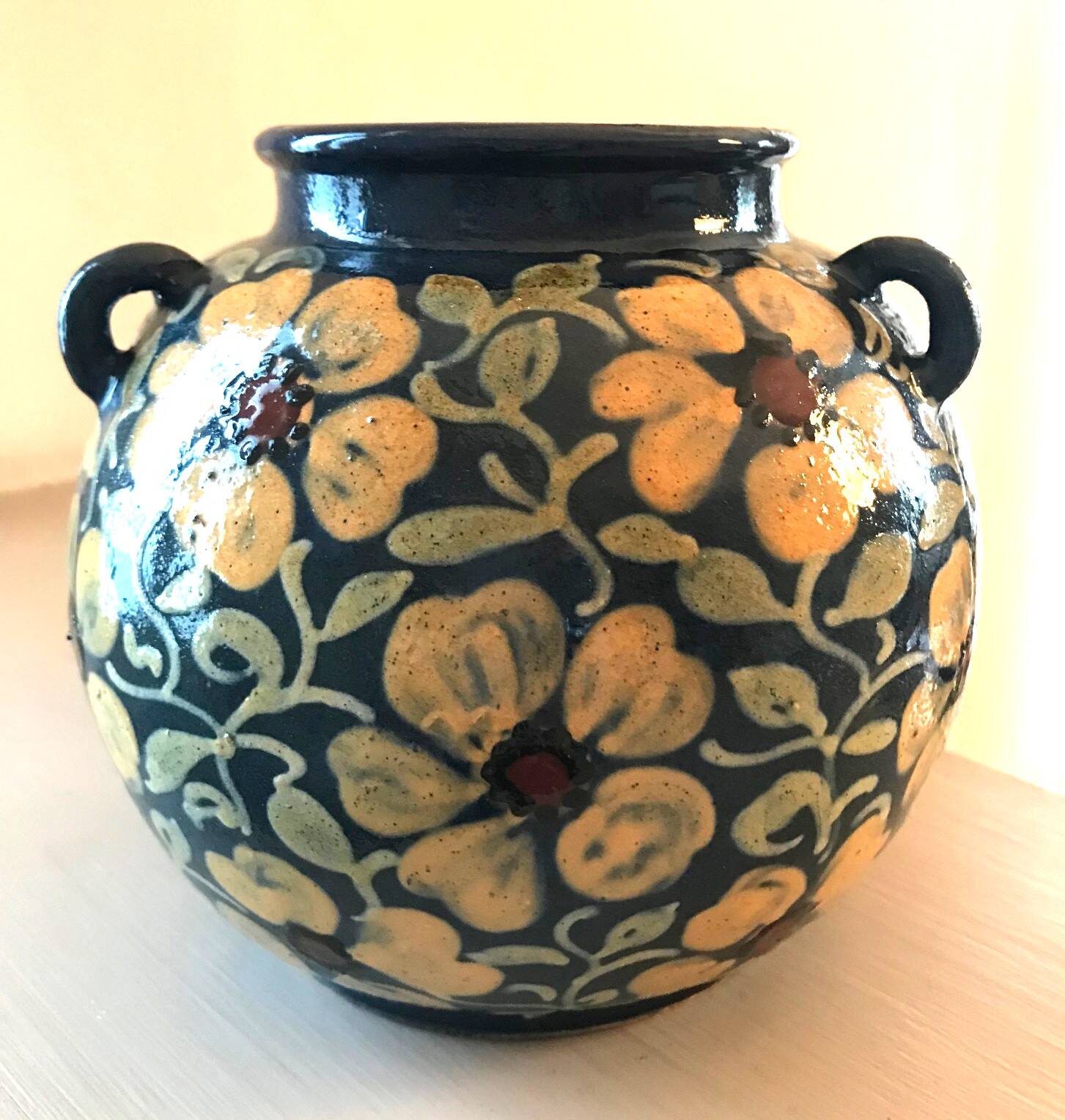 Glazed ceramic round vase Léon Elchinger