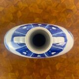 Vase gourde chinois en porcelaine blanche et bleue