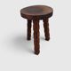 Tabouret tripode brutaliste sculpté -- Bois massif – Années 60
