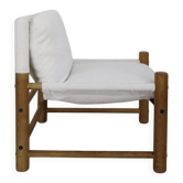 Modernist armchair in wood and canvas, Italy 1970