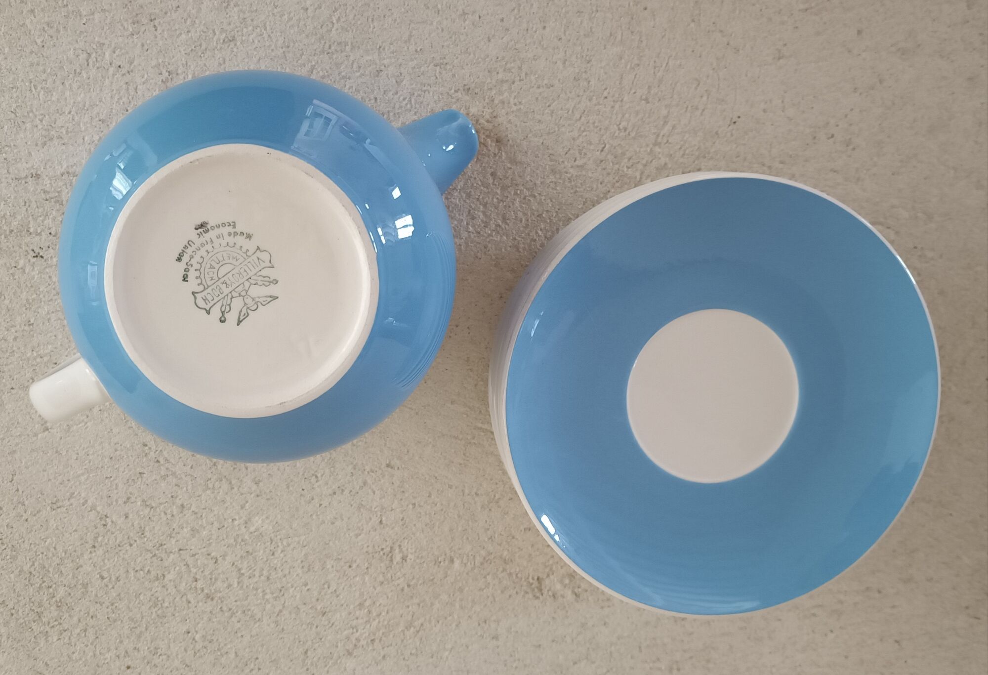 6 saucers and milk jug 1950s Villeroy and Boch Mettlach