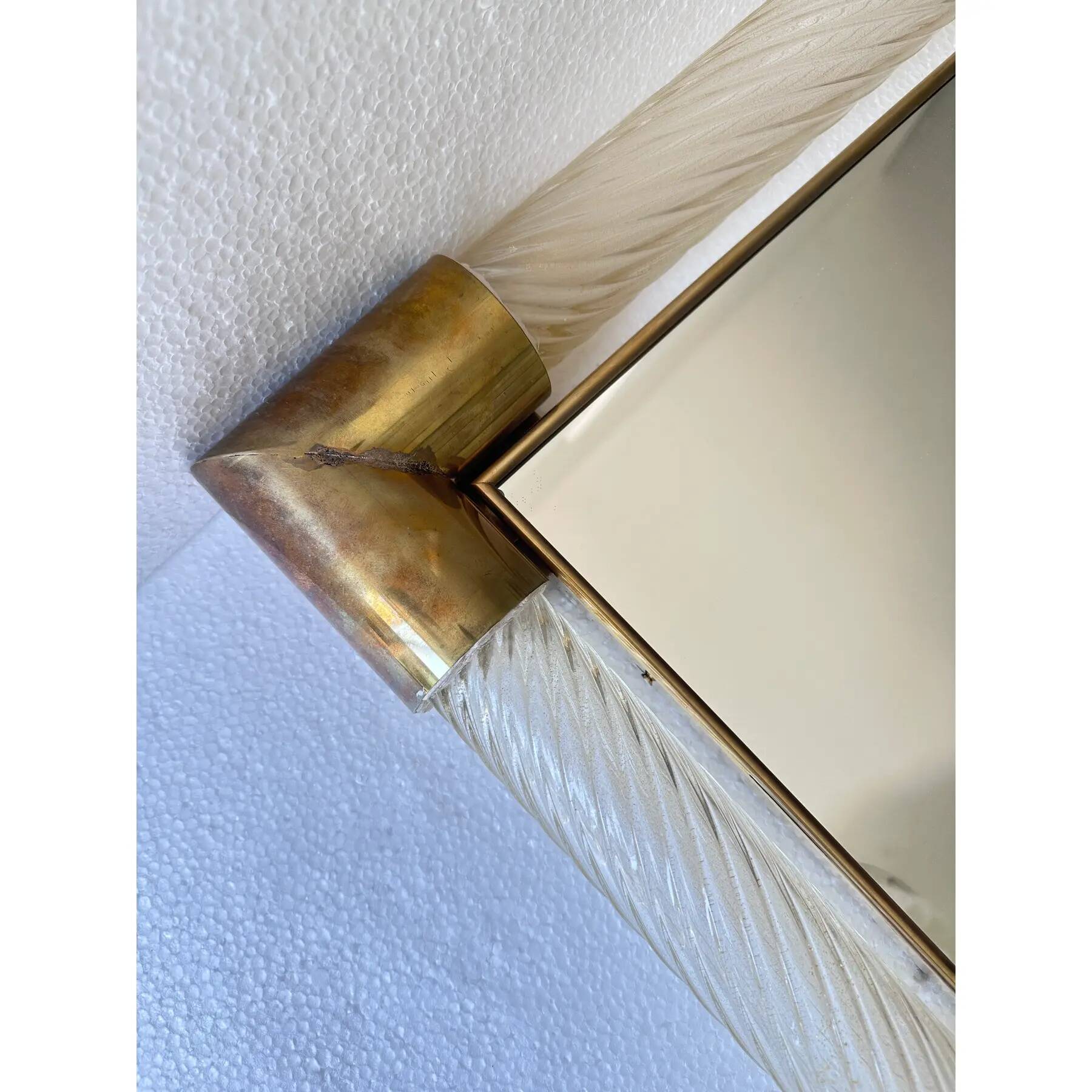 Monumental Italian Venetian “Torciglione” Torchon Murano Glass Wall Mirror