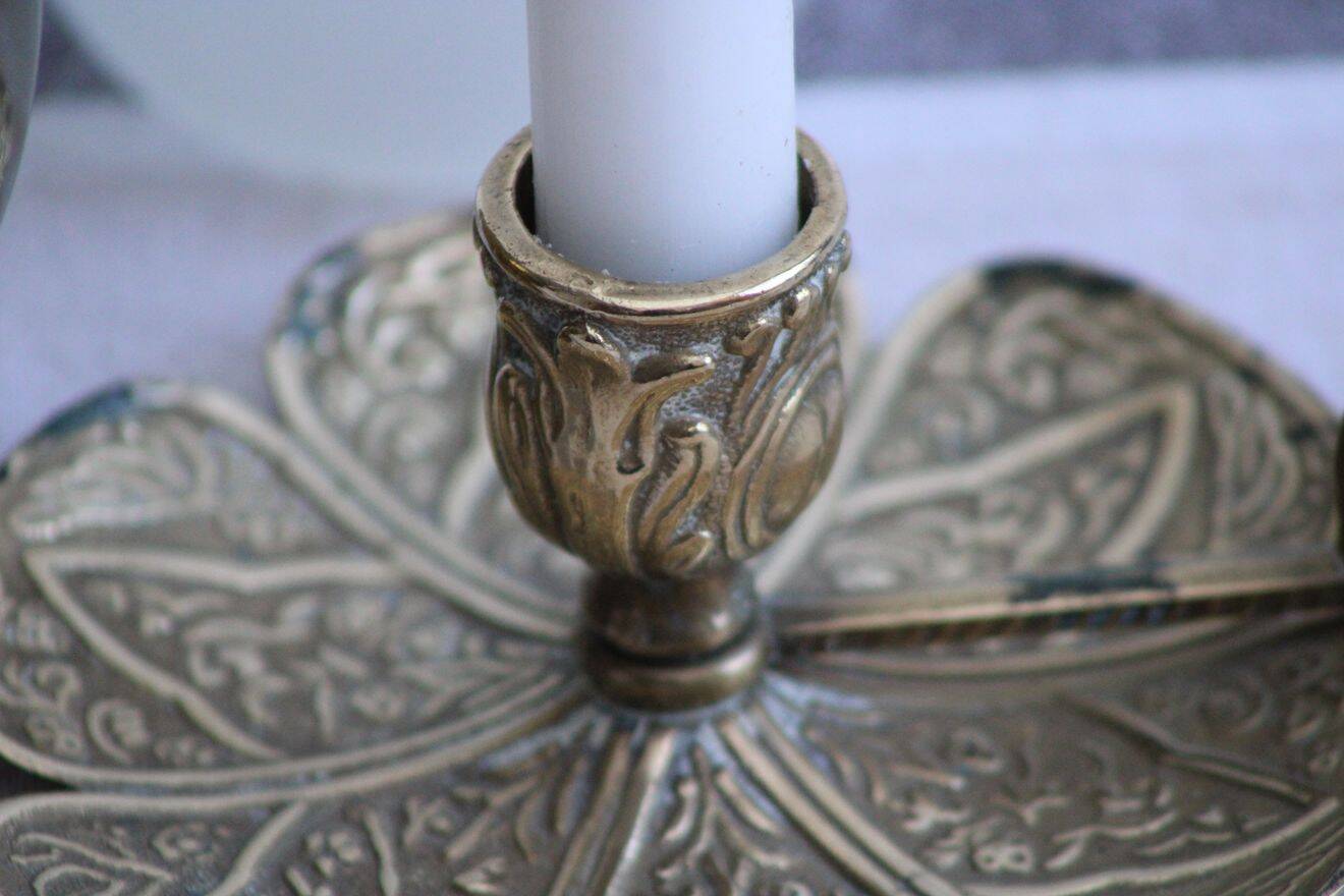 Gold metal candle holder