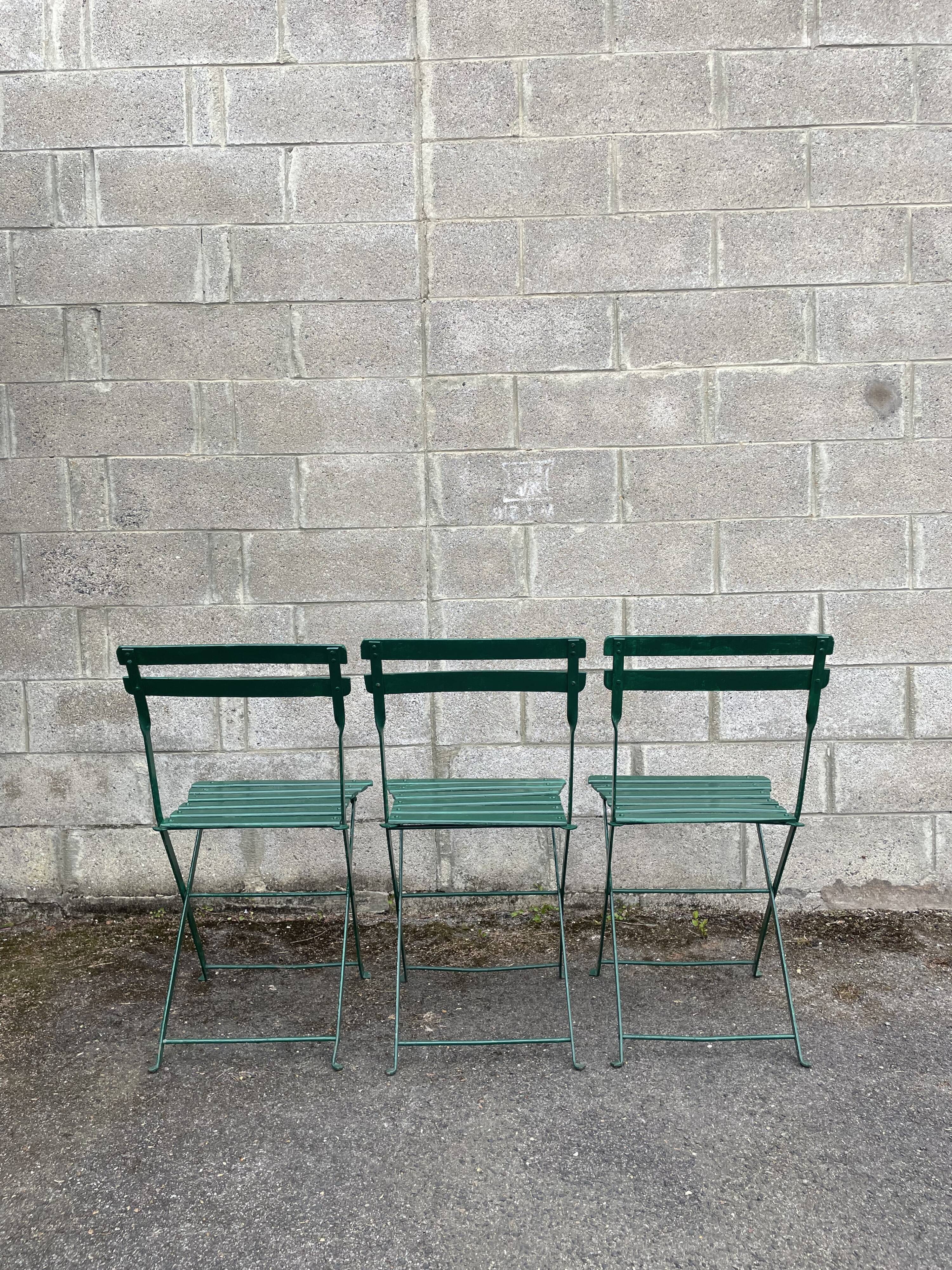 Set of 3 old folding garden chairs