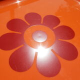 Orange plastic tray Altuglas injected flower seventies 70s vintage