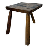 Brutalist solid wood side table , 1970s