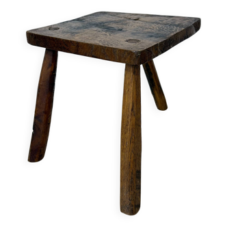 Brutalist solid wood side table , 1970s