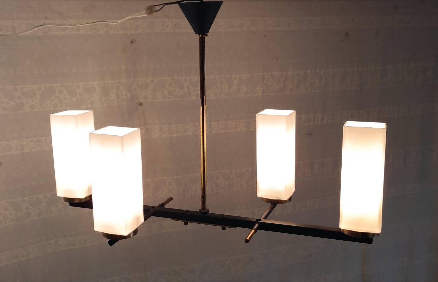 4-light chandelier designed by Gaston Fossati for Atelier d'Arte d'Uzès - 1950s